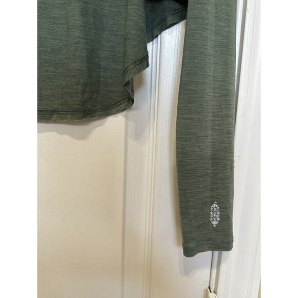 Free People Cadence Top Layering Long Sleeve Tee Green Women Sz S Stretchy Soft - Picture 5 of 12